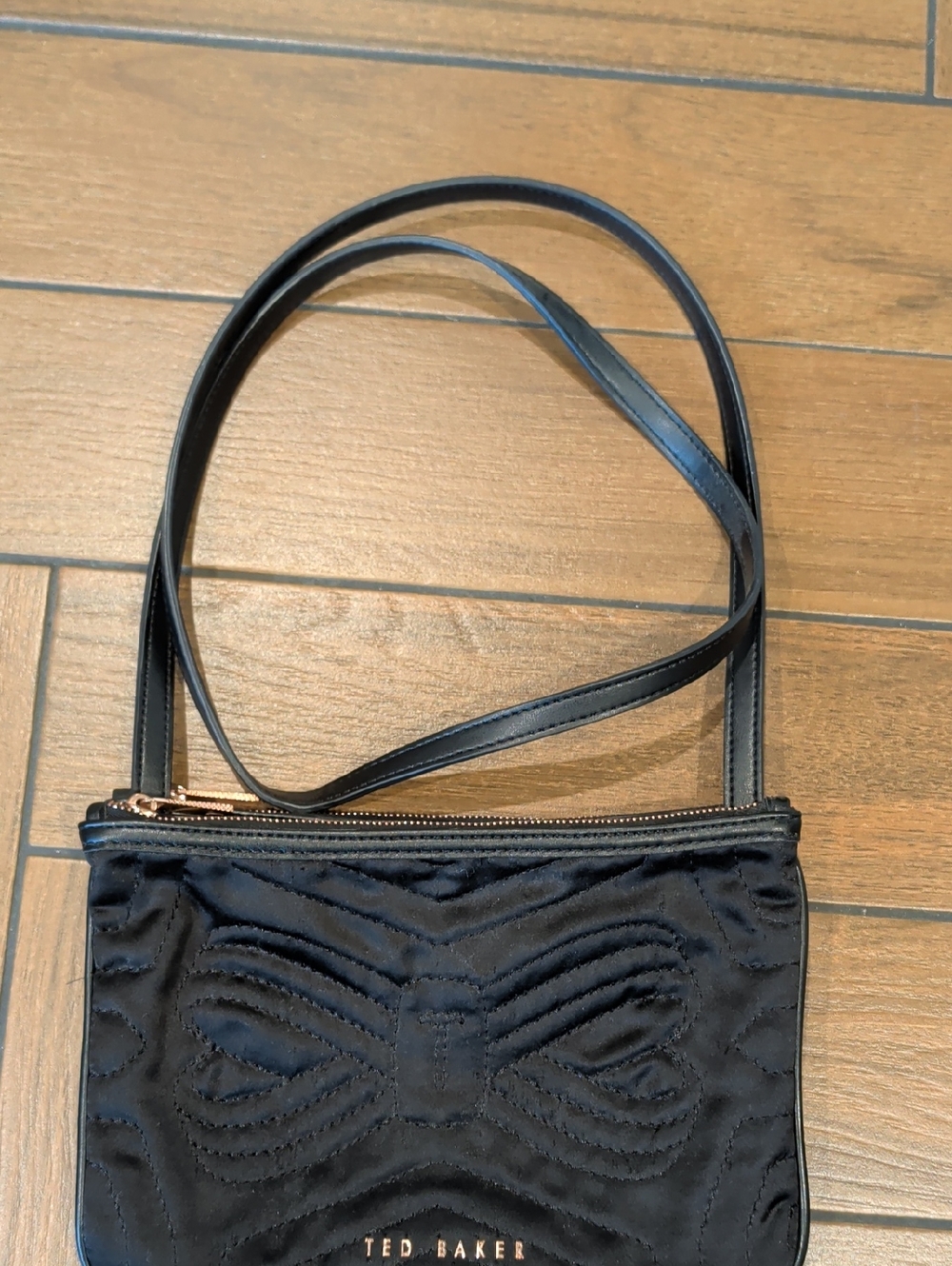 Ted Baker Black Quilted Crossbody with Rose Gold Hardware